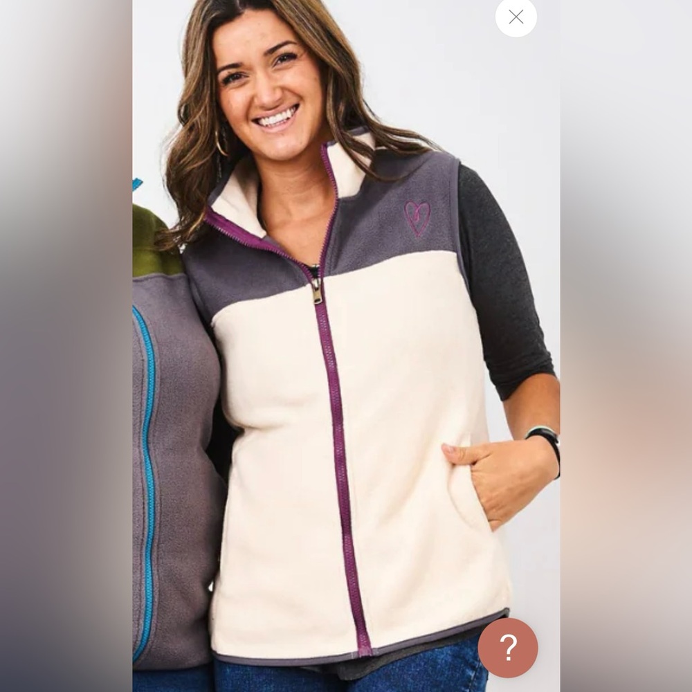 Latched Mama Ivory and Gray w/ purple zipper and Be Kind logo- Fleece Vest